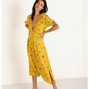 Faithfull Billie Yellow Floral Midi Dress 4